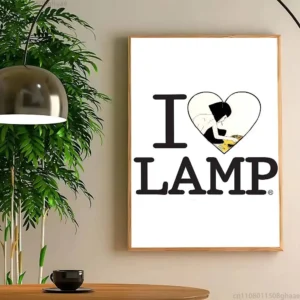 Plakat z lampą - klasyczny wystrój żółty