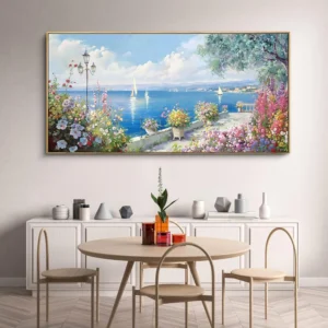 Żaglówka na błękitnym oceanie - plakat Biały