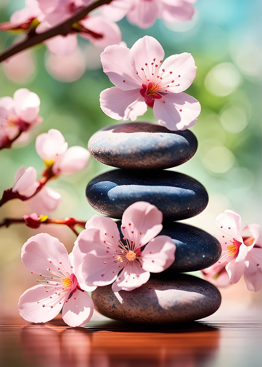 Plakat zen bambus i lotos Fioletowy/фиолетовый