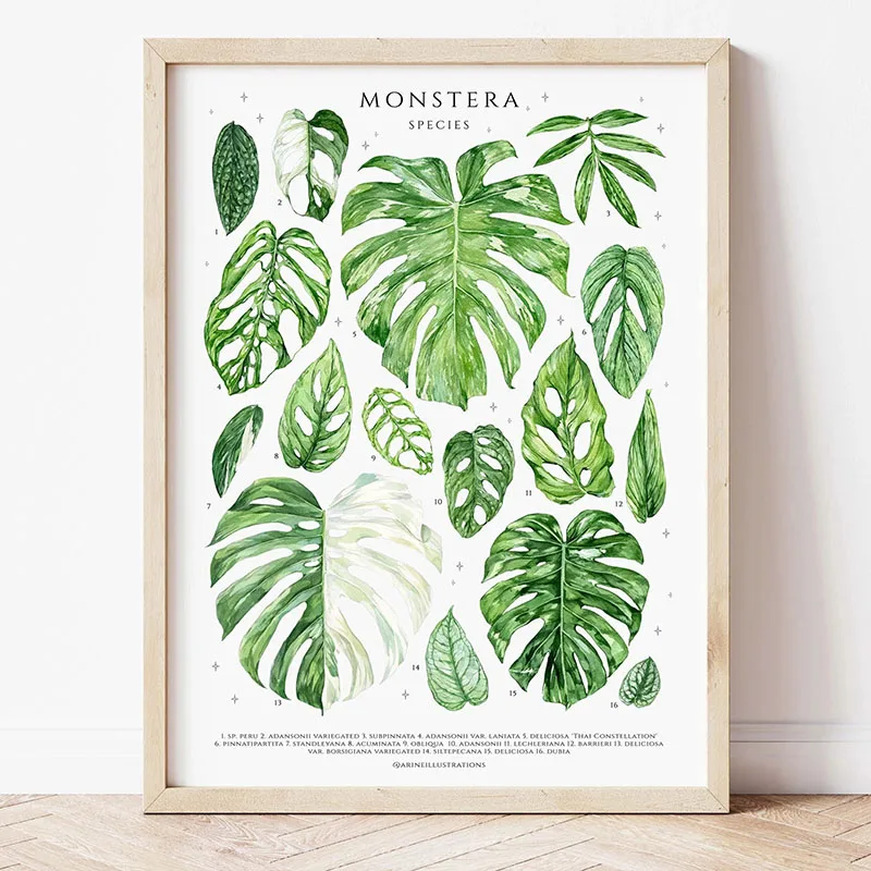 Plakat zielone botaniczne liście Głęboki niebieski