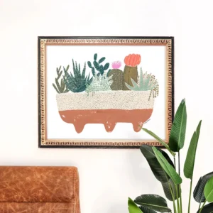 Plakat zielone botaniczne liście Granatowy