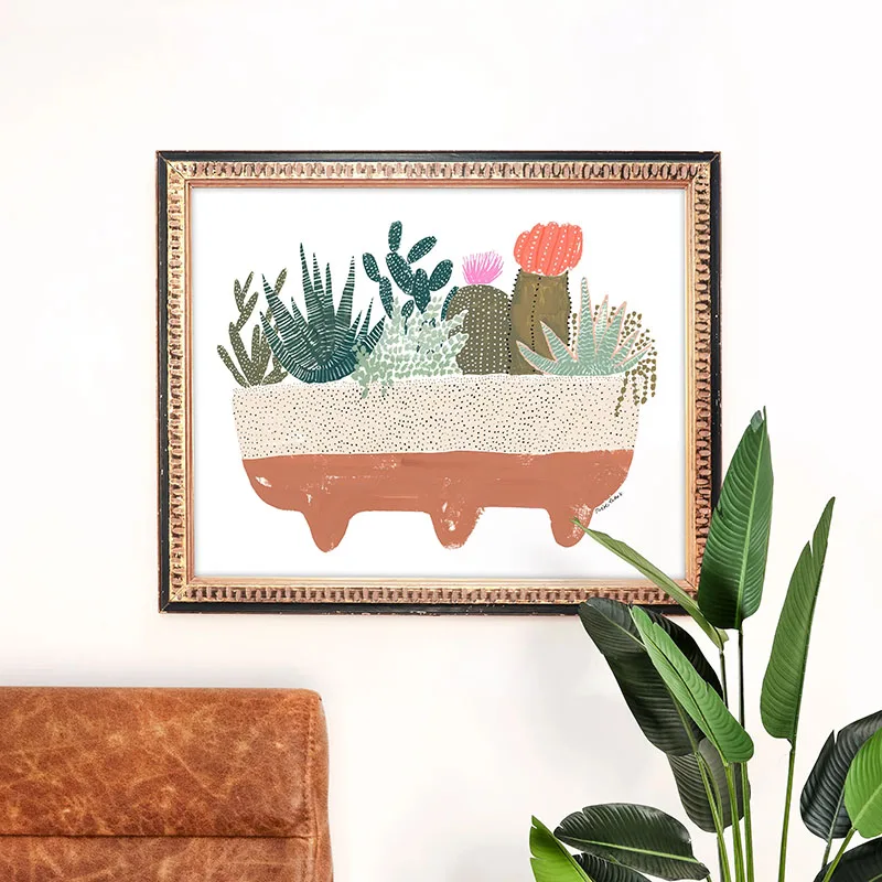 Plakat zielone botaniczne liście Granatowy