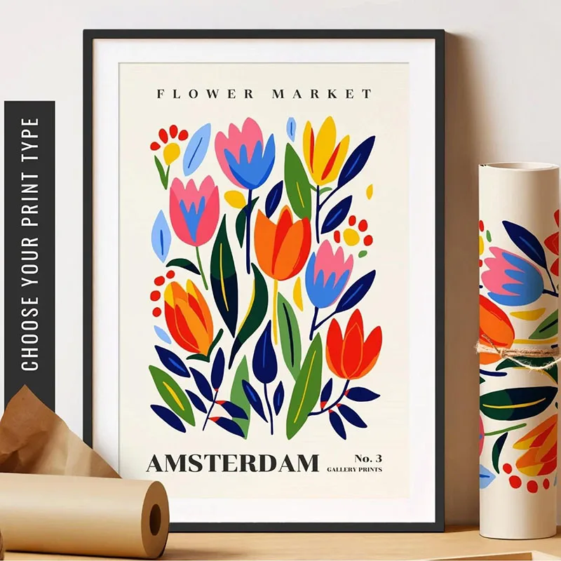 Plakat zielone botaniczne liście żółty