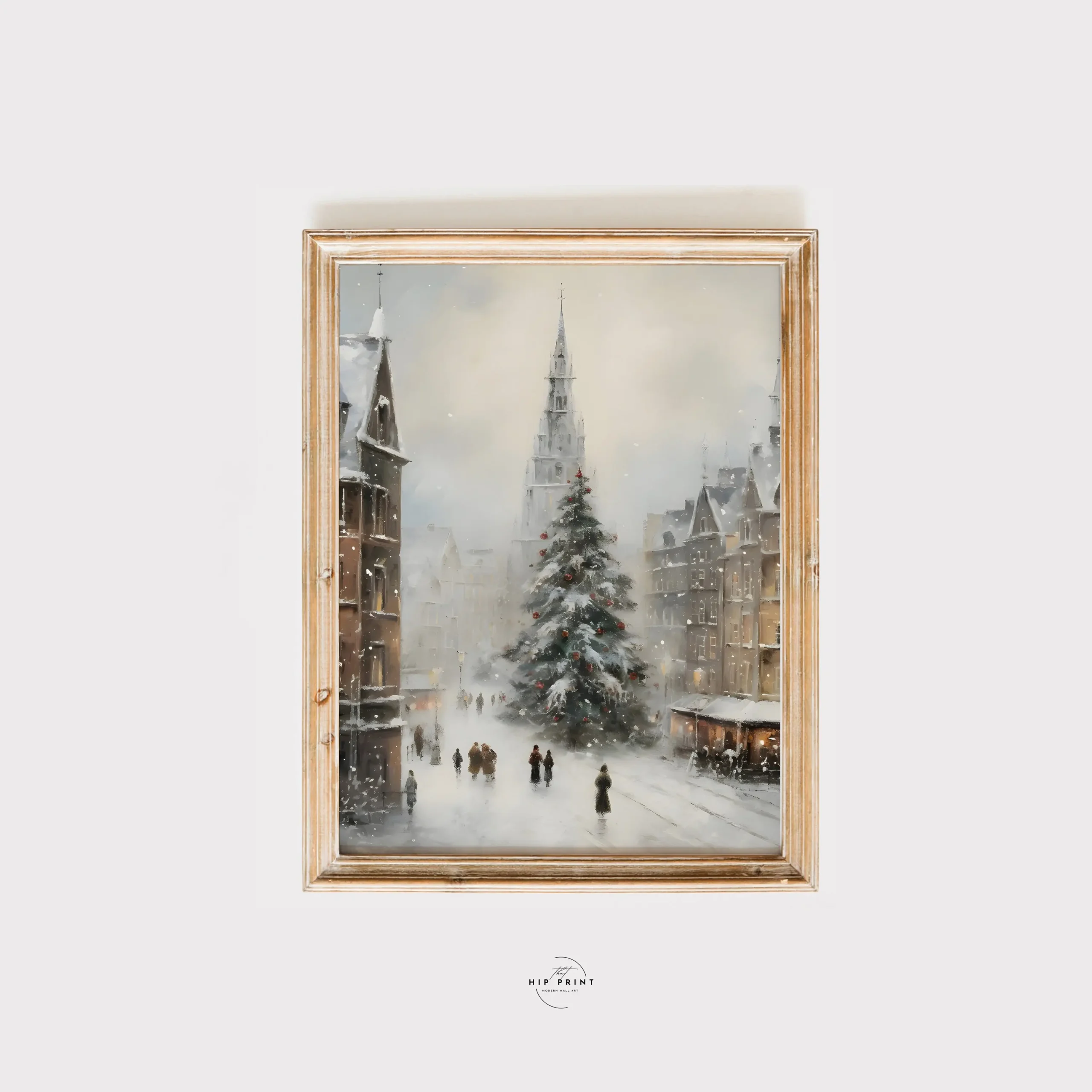 Plakat Zimowe miasteczko w śniegu Zielony