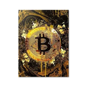 Plakat zlota moneta Bitcoin Biały