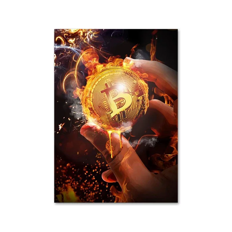 Plakat zlota moneta Bitcoin Burgundia