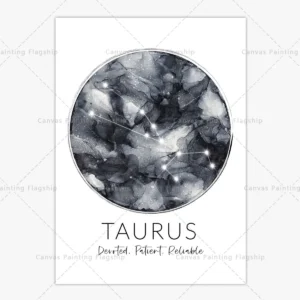 Plakat znaki zodiaku i konstelacje Biały
