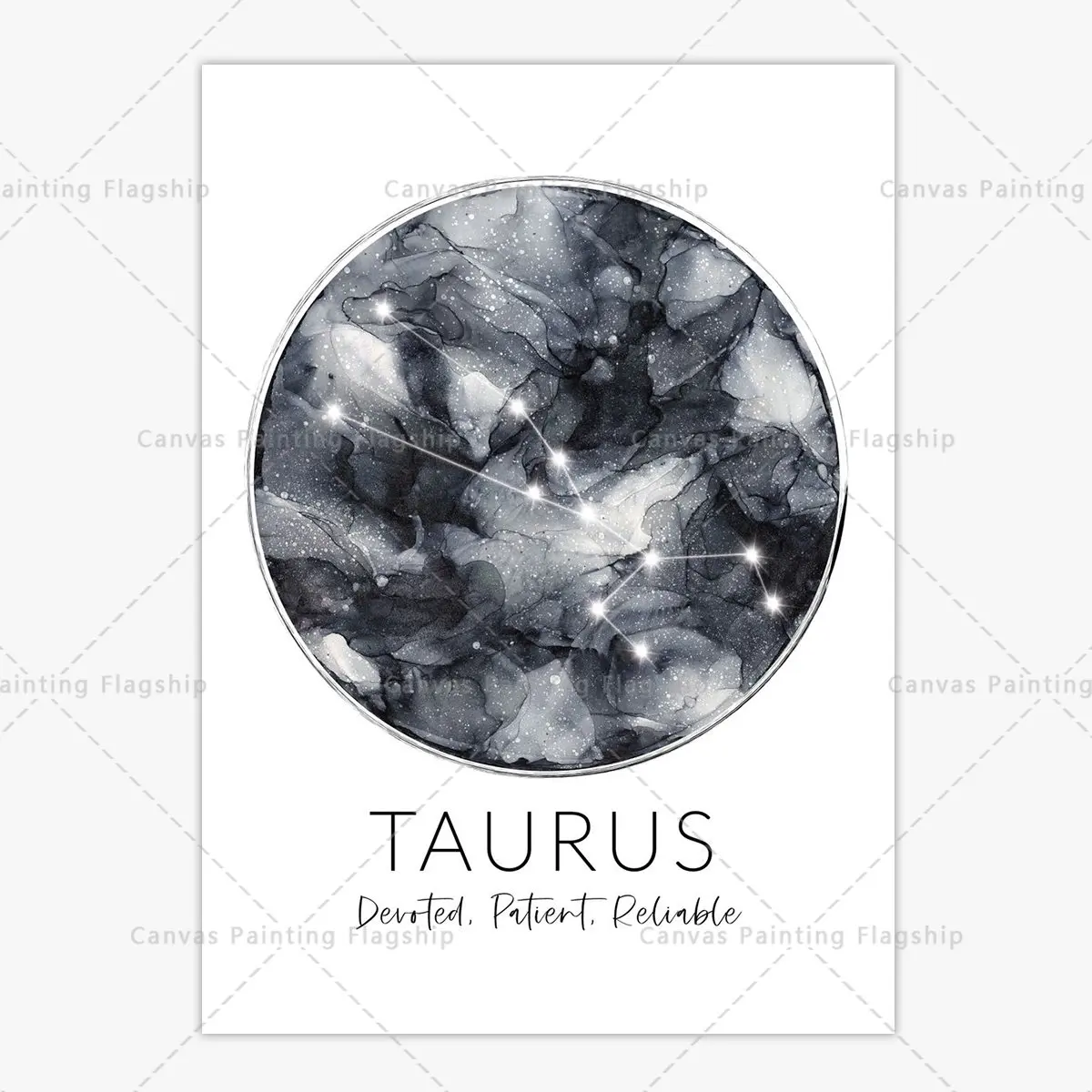 Plakat znaki zodiaku i konstelacje Biały