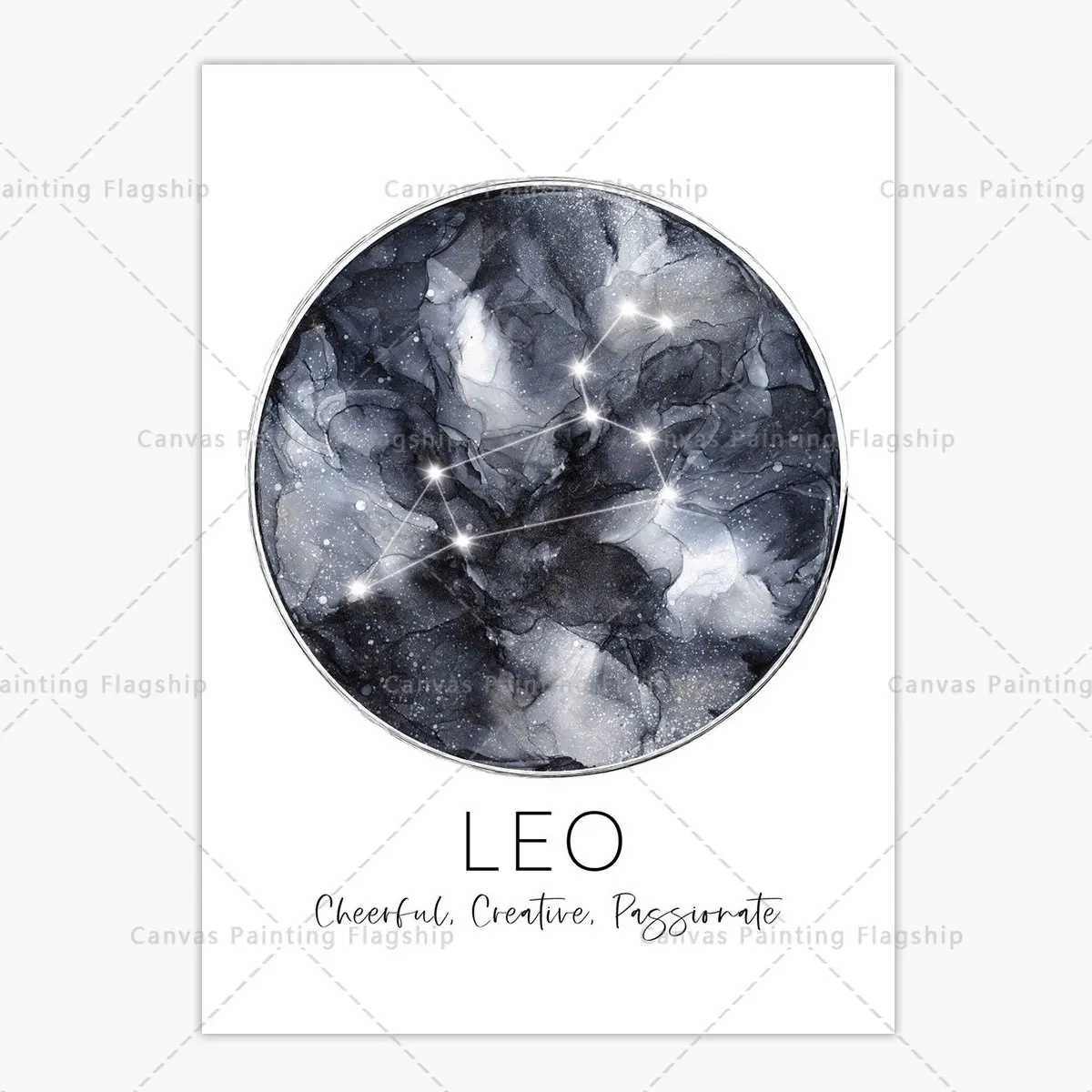 Plakat znaki zodiaku i konstelacje Czarny