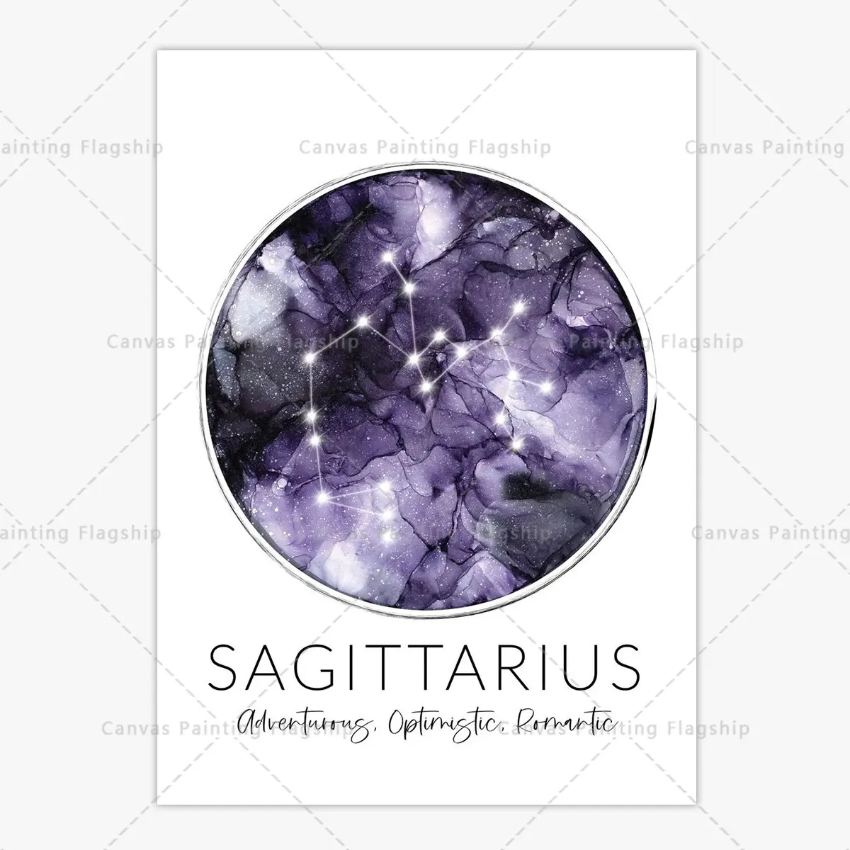 Plakat znaki zodiaku i konstelacje Jasnoszary