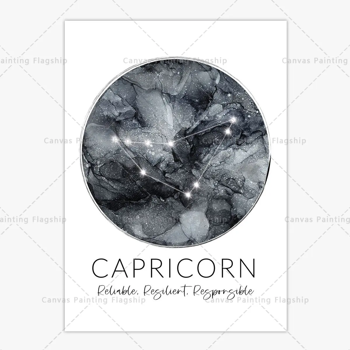 Plakat znaki zodiaku i konstelacje Jasnożółty