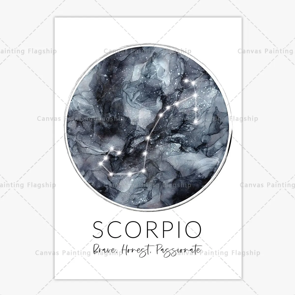 Plakat znaki zodiaku i konstelacje Niebieski