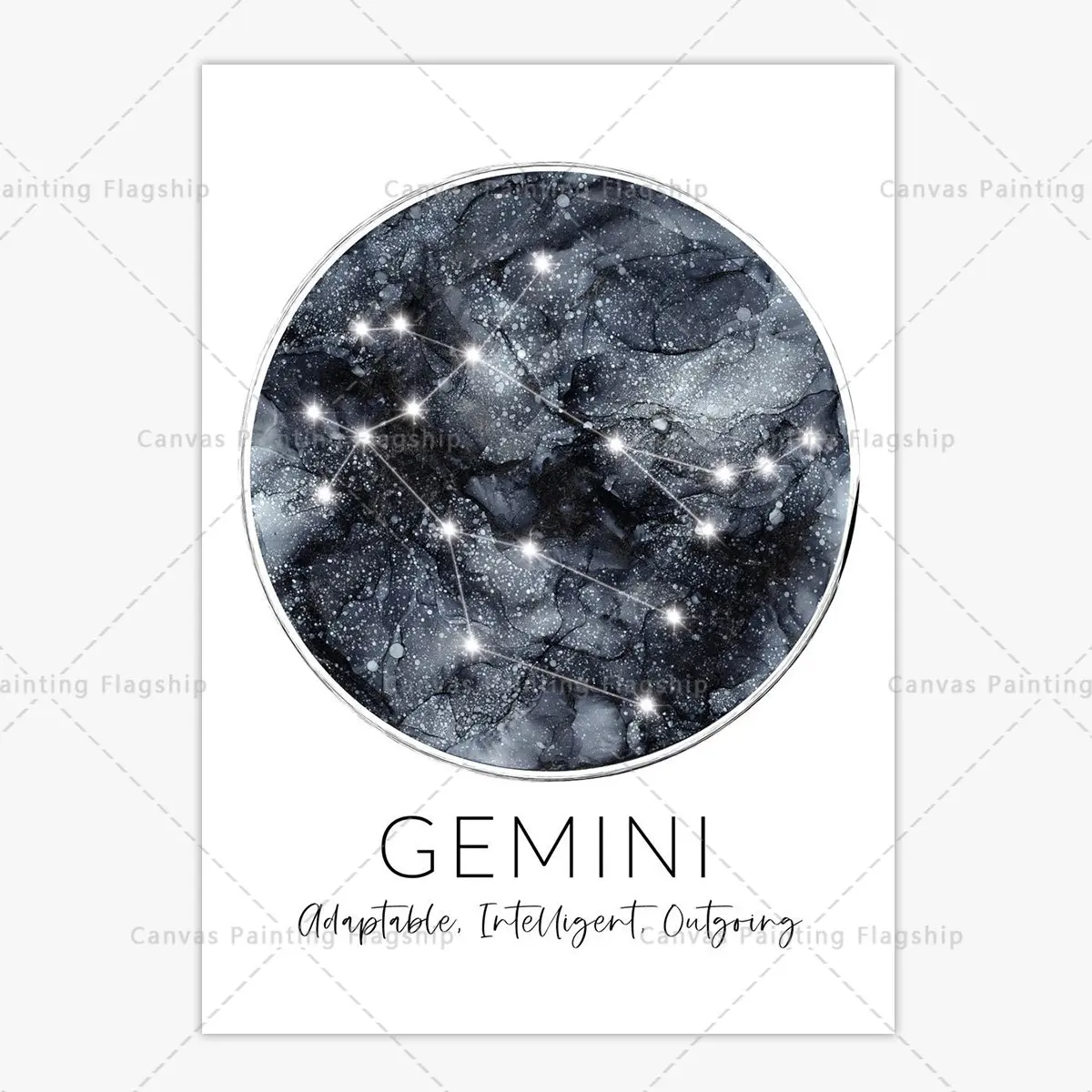 Plakat znaki zodiaku i konstelacje Zielony