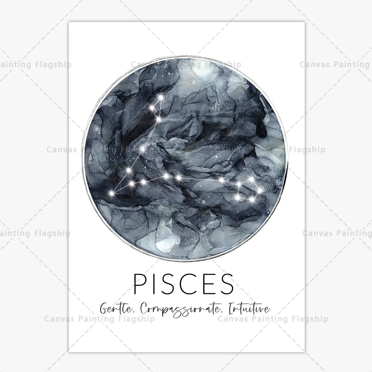 Plakat znaki zodiaku i konstelacje żółty