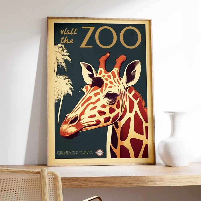 Plakat zoo w stylu vintage Granatowy