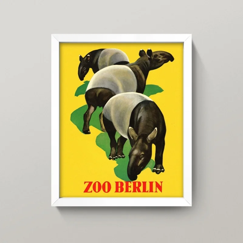 Plakat zoo w stylu vintage żółty