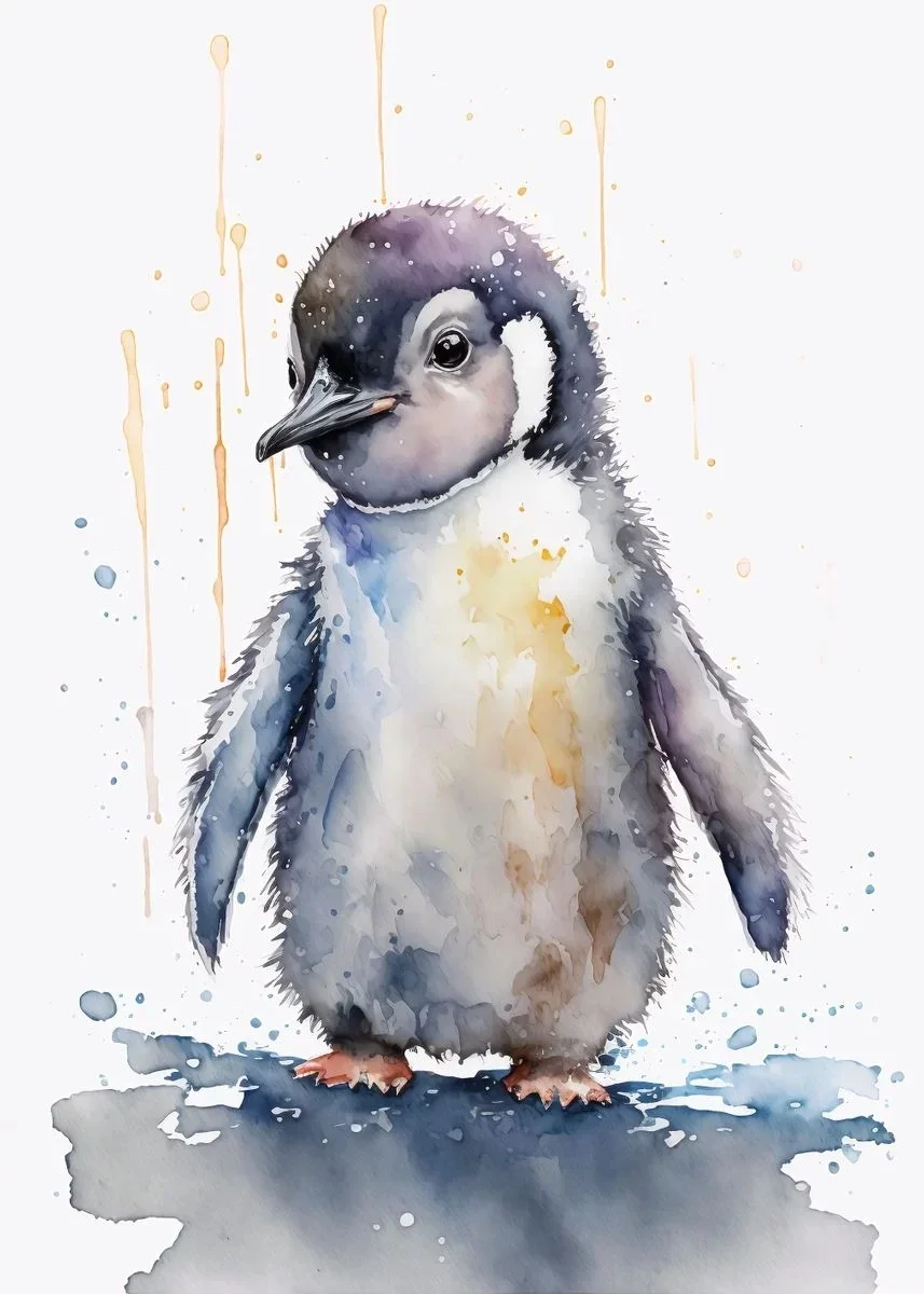 Słoń, panda i koala - plakat akwarelowy dla dzieci Ciemny szary