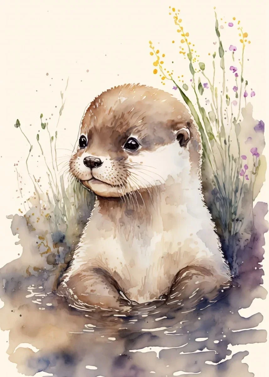 Słoń, panda i koala - plakat akwarelowy dla dzieci Jasnozielony