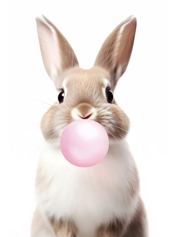 Zwierzęta z gumą balonową - plakat do pokoju dziecięcego żółty