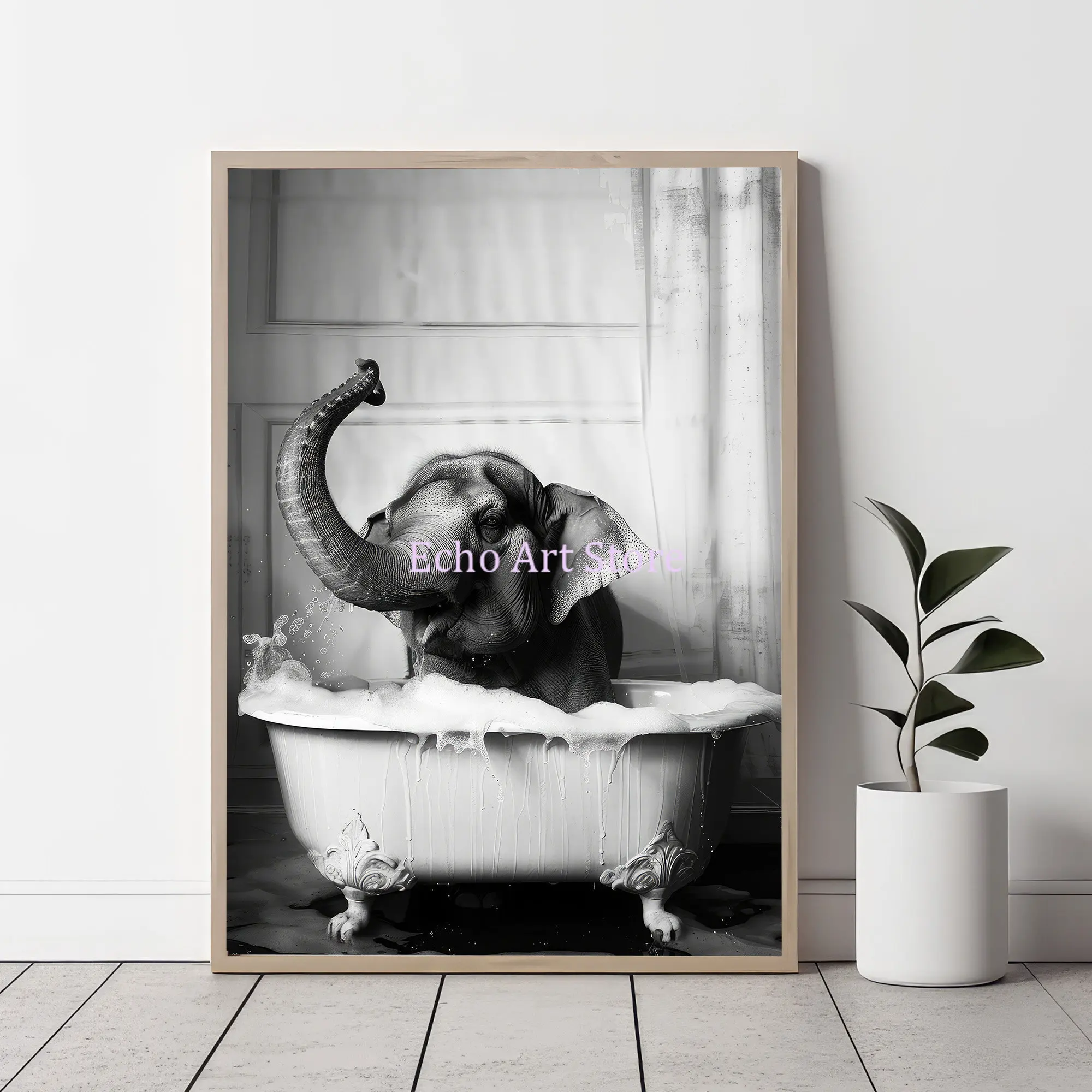 Plakat zwierzęta w kąpieli bąbelkowej Fioletowy/фиолетовый
