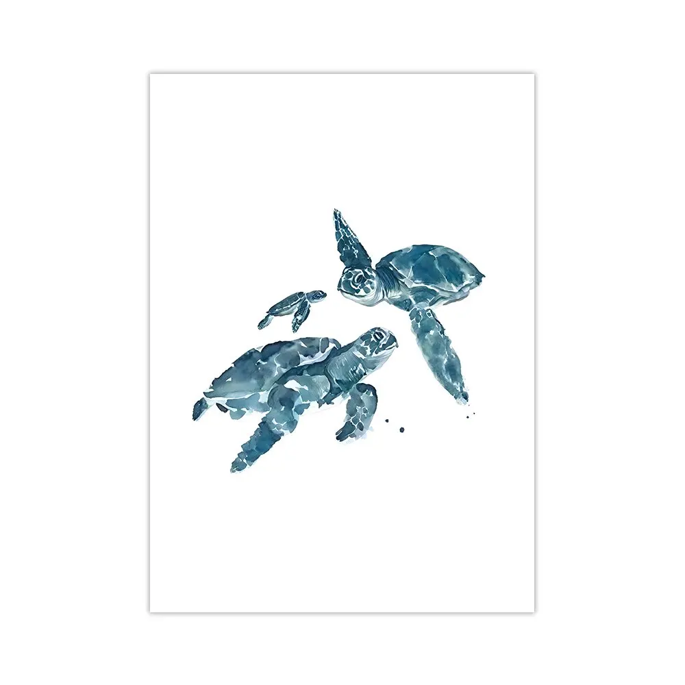 Plakat zwierzęta morskie delfin i żółw Pomarańczowy