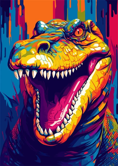 Plakat dzikie zwierzęta pop art graffiti Fioletowy