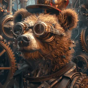 Plakat ze zwierzętami w stylu steampunk Jasny