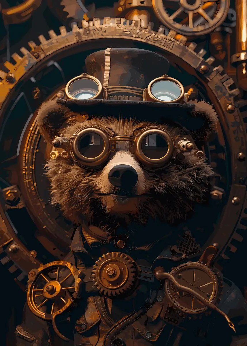 Plakat ze zwierzętami w stylu steampunk Wielo