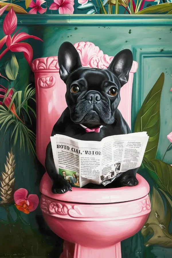 Zabawny plakat zwierzęta w toalecie Ciemny szary