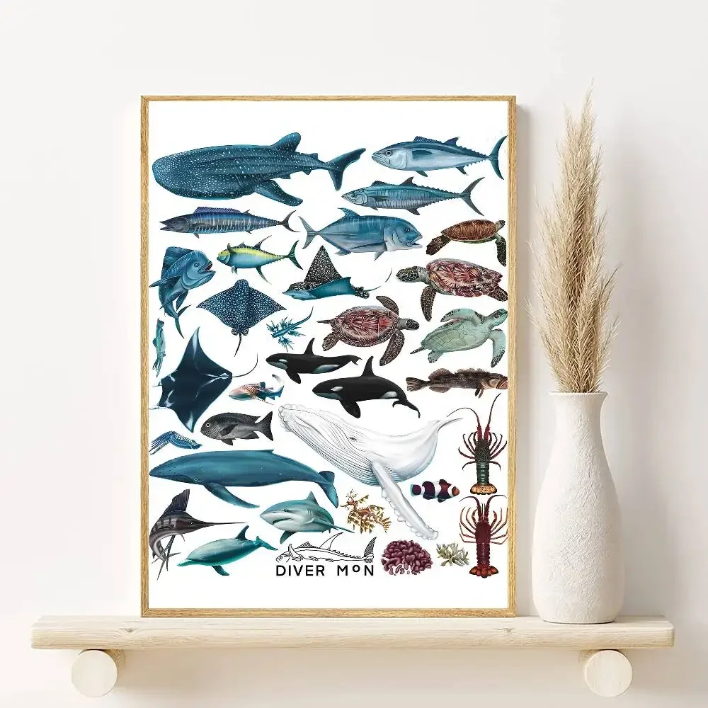 Plakat życie morskie i zwierzęta oceanu Zielony