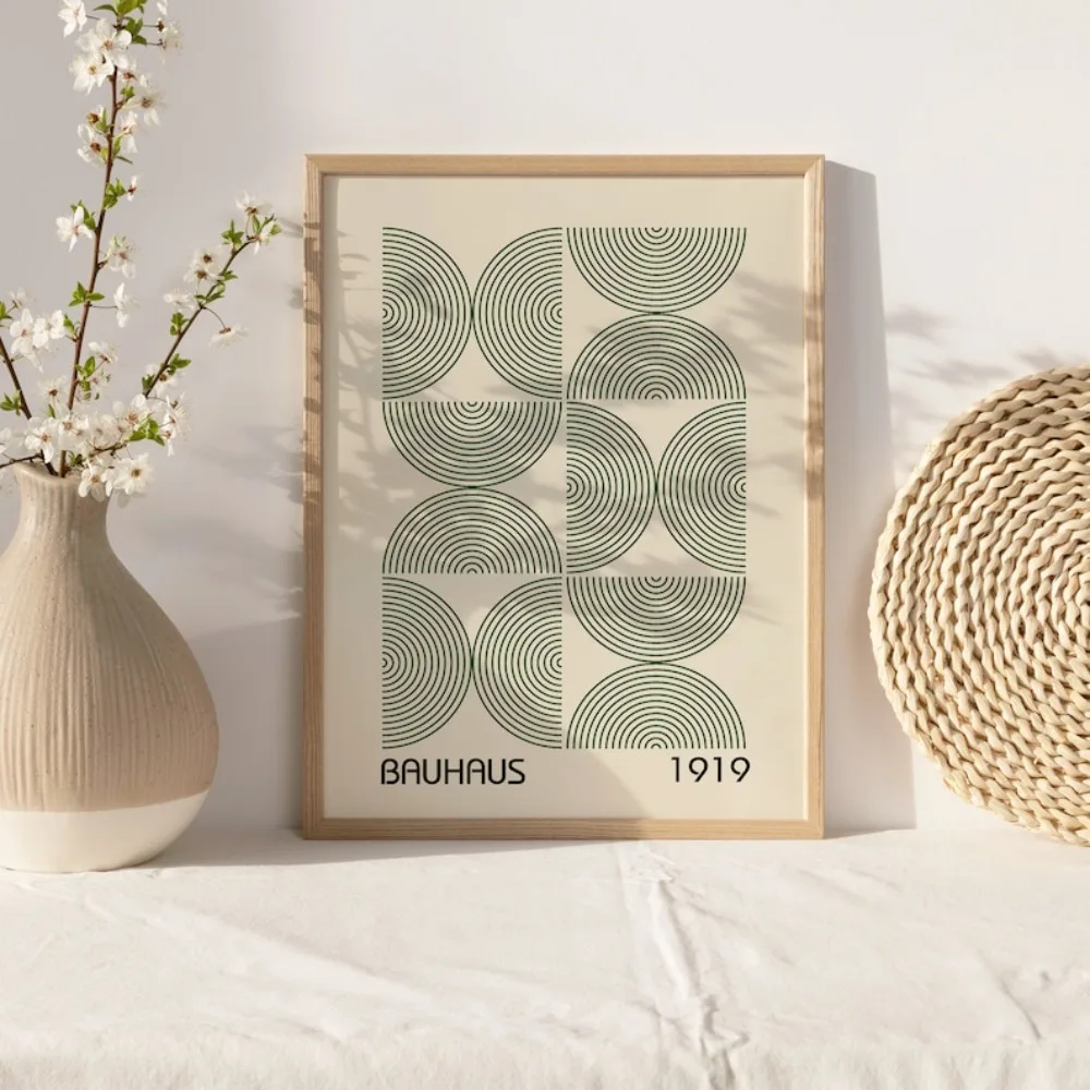 Zestaw plakatów Bauhaus geometryczna abstrakcja Biały