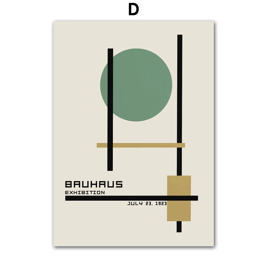 Zestaw plakatów Bauhaus zielone bloki koloru Burgundia