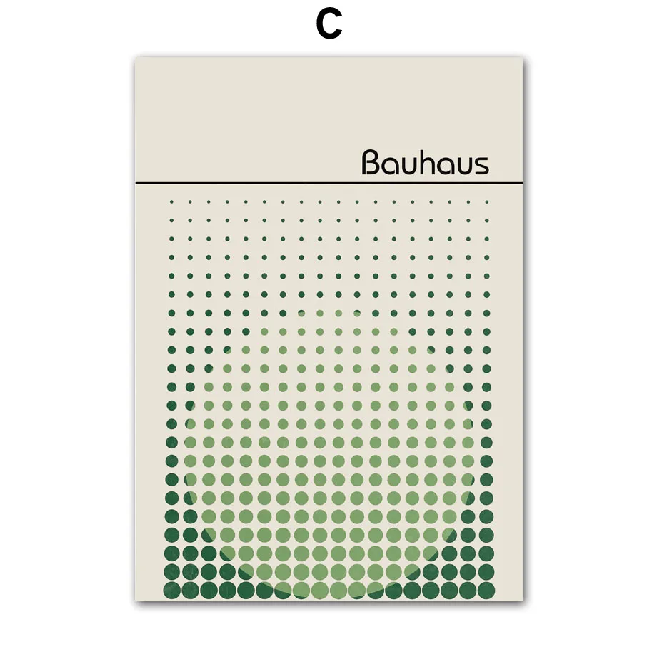 Zestaw plakatów Bauhaus zielone bloki koloru Czerwony