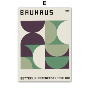 Zestaw plakatów Bauhaus zielone bloki koloru Fioletowy