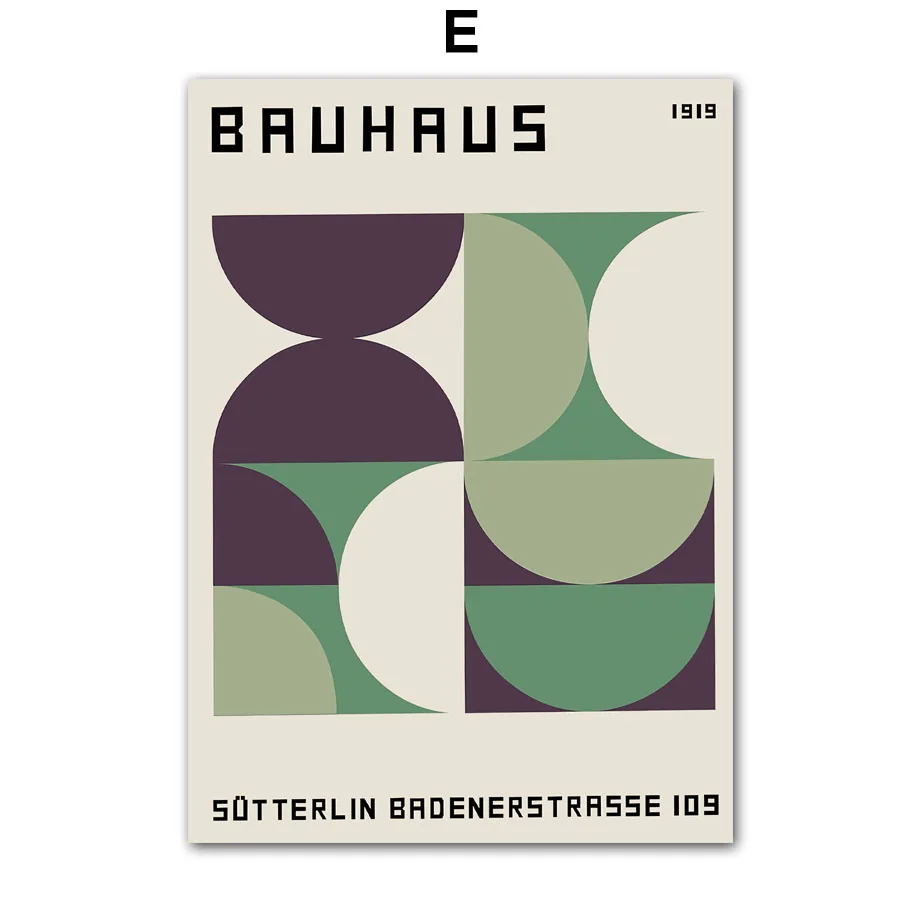 Zestaw plakatów Bauhaus zielone bloki koloru Fioletowy