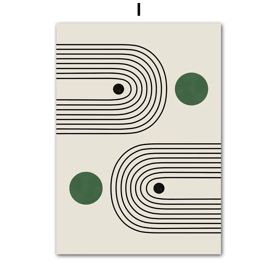 Zestaw plakatów Bauhaus zielone bloki koloru Granatowy