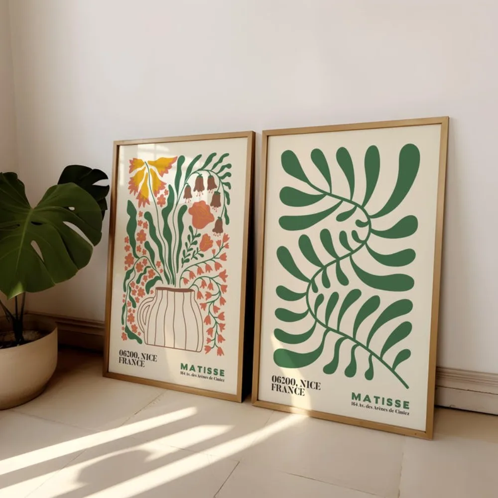 Plakaty kwiaty boho zestaw 2 sztuk Zielony