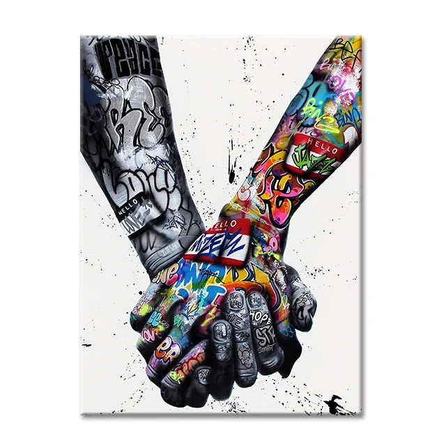 Pocałunek - abstrakcyjny plakat street art Fioletowy