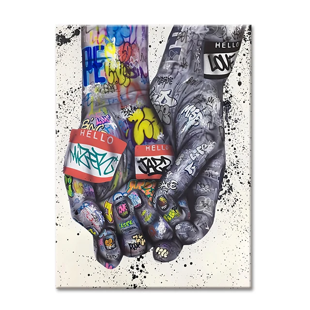 Pocałunek - abstrakcyjny plakat street art Jasnoszary