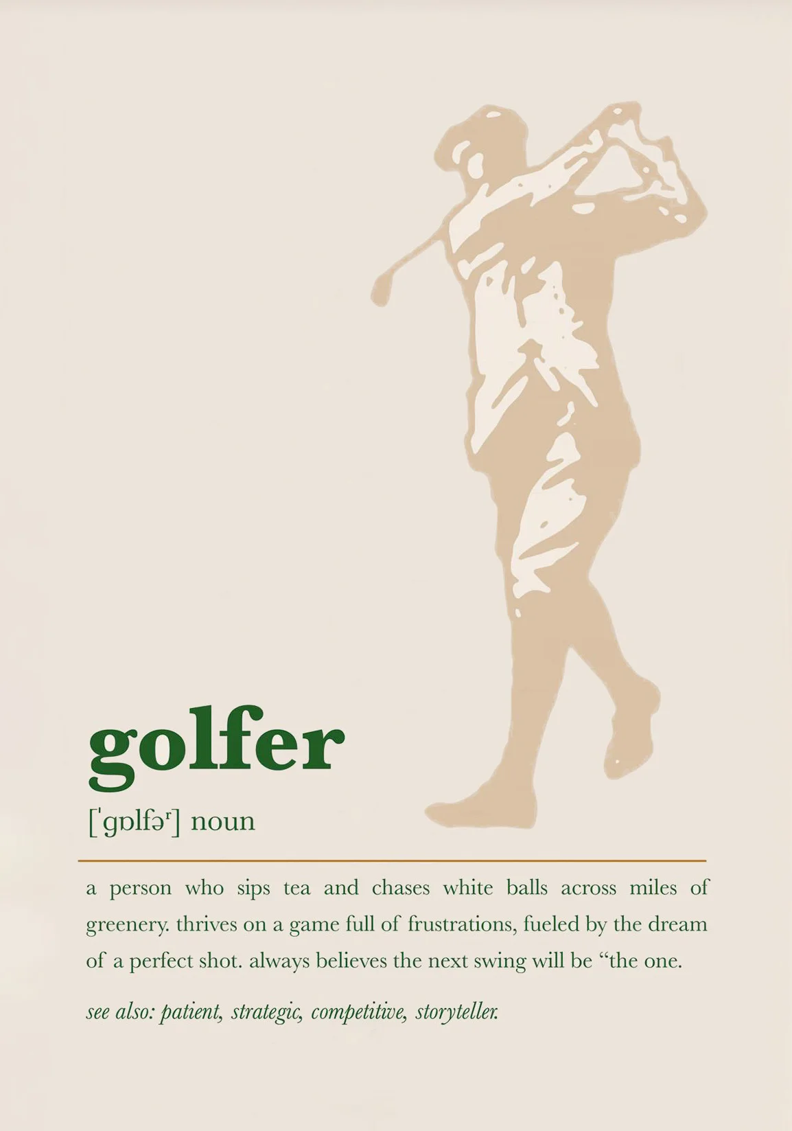 Pole golfowe - plakat sportowy w stylu cartoon Ciemny szary