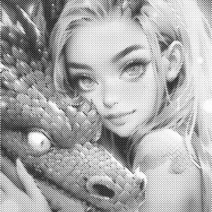 Portret w kropki - nowoczesna grafika sylwetki Biały