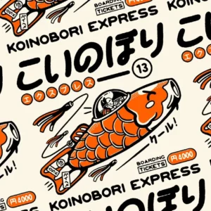 Ramen i takoyaki - kolorowy plakat do kuchni Burgundia