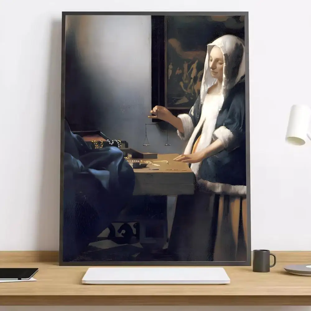 Reprodukcja obrazu Vermeera plakat Jasnoszary