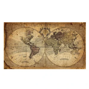 Retro mapa świata - plakat vintage na ścianę Biały