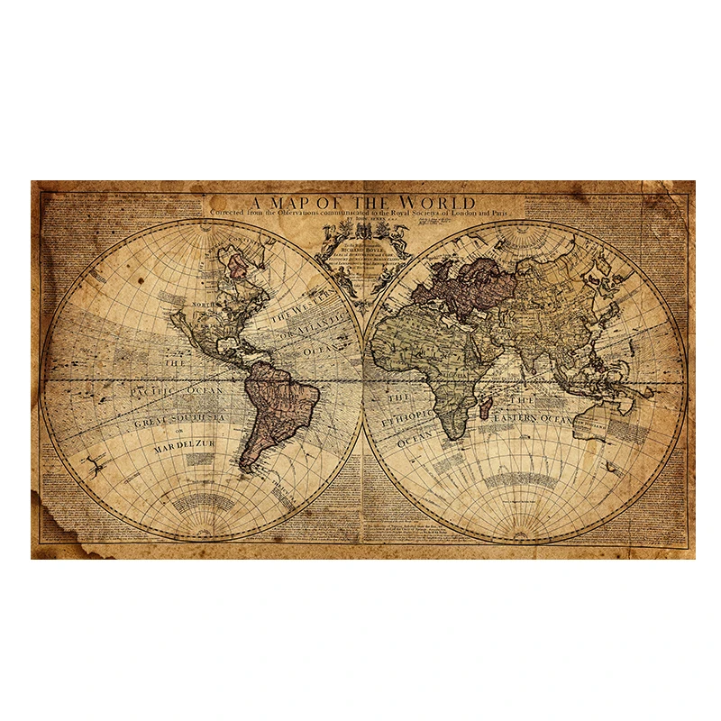 Retro mapa świata - plakat vintage na ścianę Biały