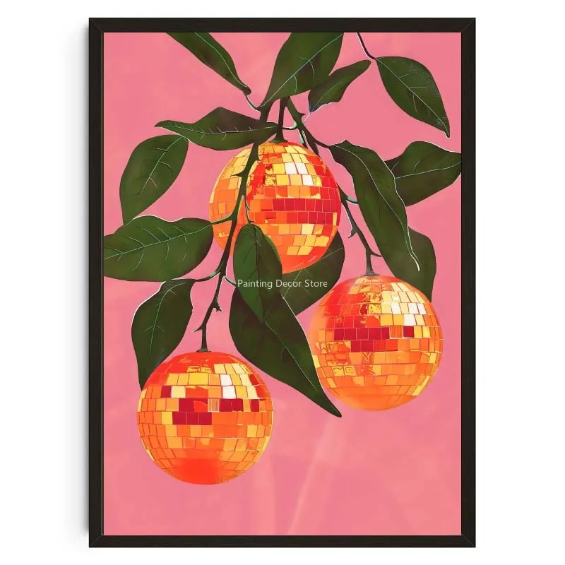Retro owoce i kula disco Biały