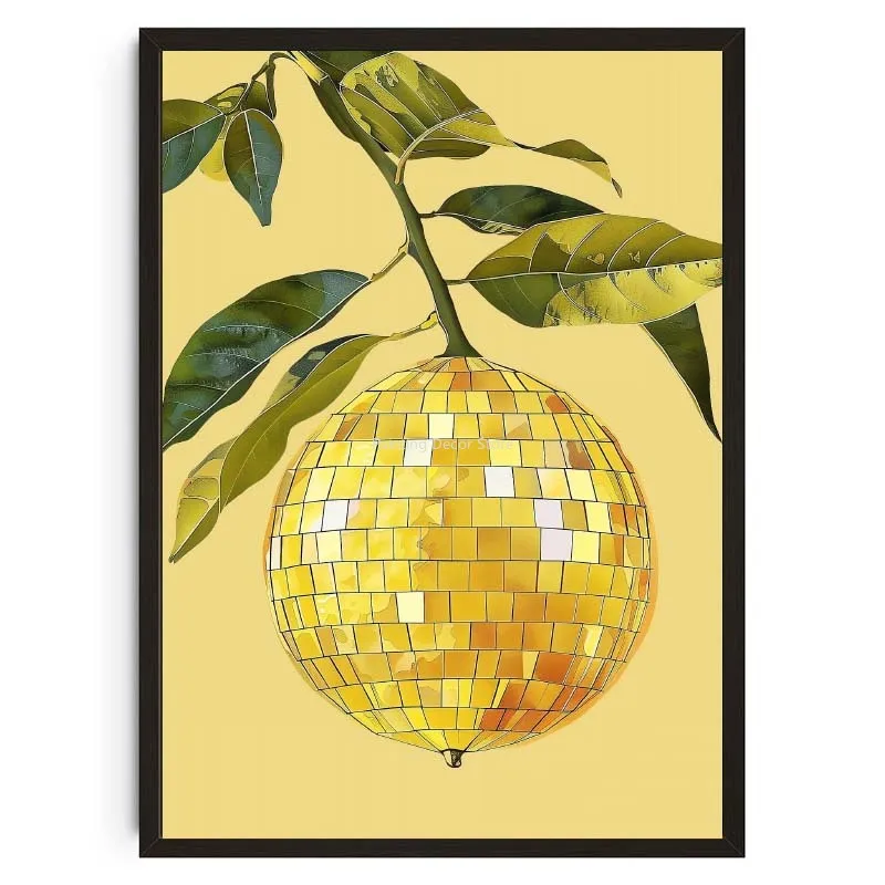 Retro owoce i kula disco Brązowy