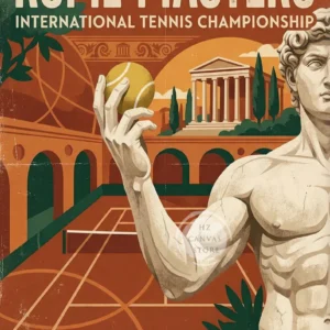 Retro plakat sportowy vintage street art Róża czerwona