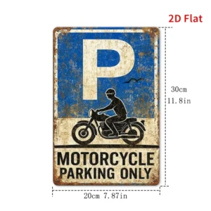 Retro tablica Parking tylko dla motocykli Biały