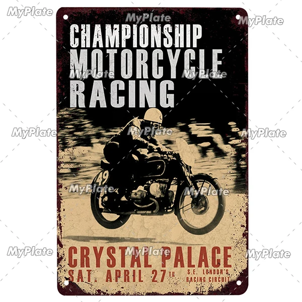 Retro tablica wyścigów motocyklowych Czarny
